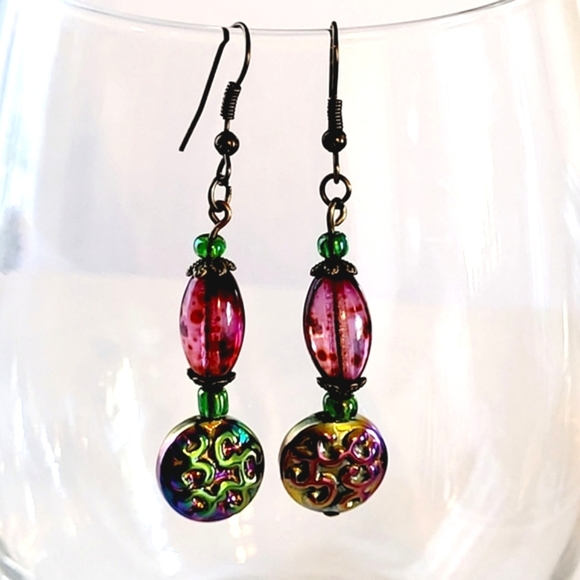 Vintage inspired handmade glass earrings - Picture 1 of 2